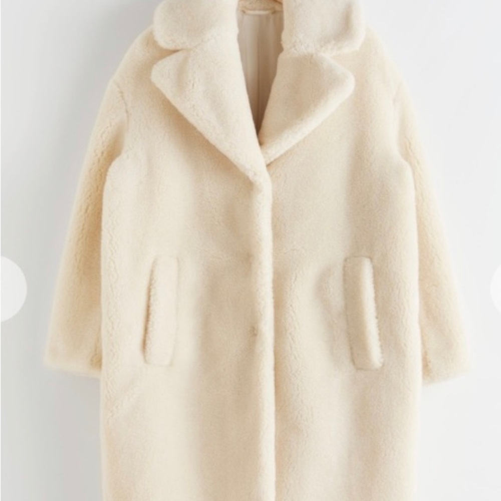 & Other Stories Cream Faux Fur Coat